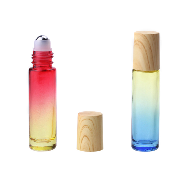 Fuyun 10ml Glass Roll On Bottle Empty Perfume Essential Oil Glass Bottle with Wood Cap