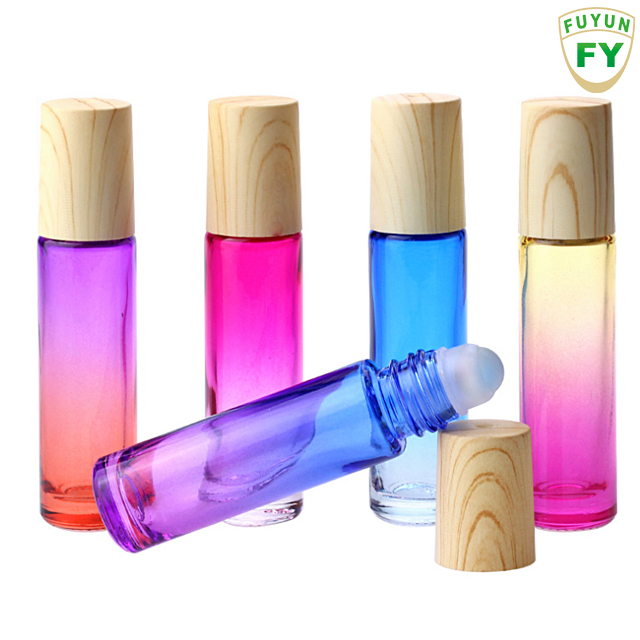 Fuyun 10ml Glass Roll On Bottle Empty Perfume Essential Oil Glass Bottle with Wood Cap