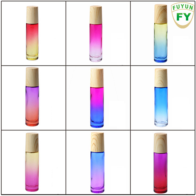 Fuyun 10ml Glass Roll On Bottle Empty Perfume Essential Oil Glass Bottle with Wood Cap