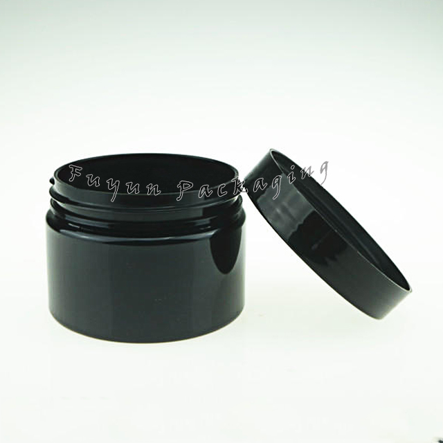 Fuyun 120ml empty plastic pet cosmetic container black jar with black screw lid