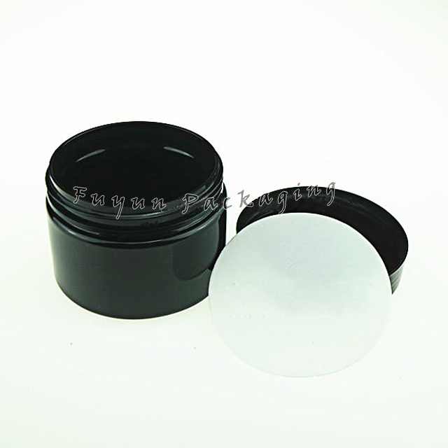 Fuyun 120ml empty plastic pet cosmetic container black jar with black screw lid