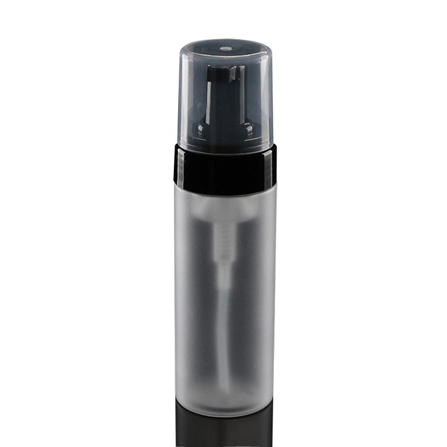 Fuyun 150ml Beauty Frosted Foam Clear Pet Plastic Bottle Cosmetic Packaging Dispenser Bottle with Black Foam Pump