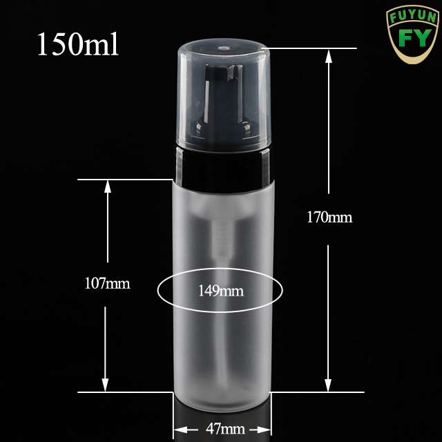 Fuyun 150ml Beauty Frosted Foam Clear Pet Plastic Bottle Cosmetic Packaging Dispenser Bottle with Black Foam Pump