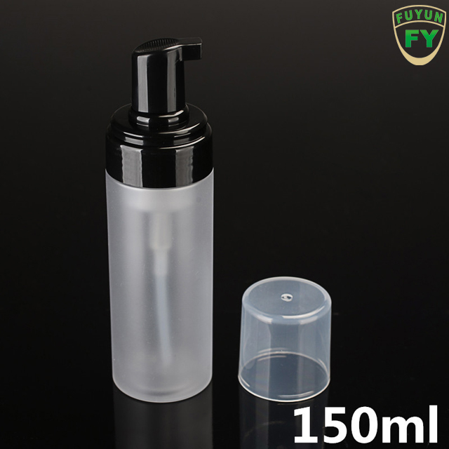 Fuyun 150ml Beauty Frosted Foam Clear Pet Plastic Bottle Cosmetic Packaging Dispenser Bottle with Black Foam Pump