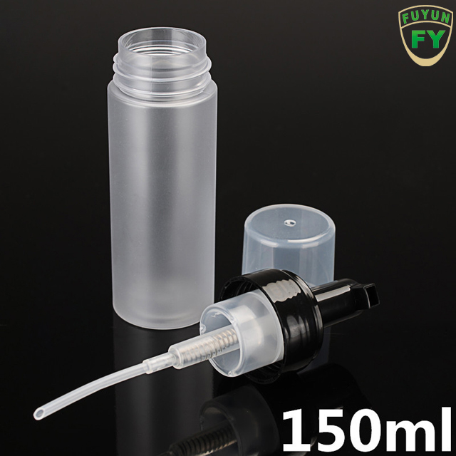 Fuyun 150ml Beauty Frosted Foam Clear Pet Plastic Bottle Cosmetic Packaging Dispenser Bottle with Black Foam Pump