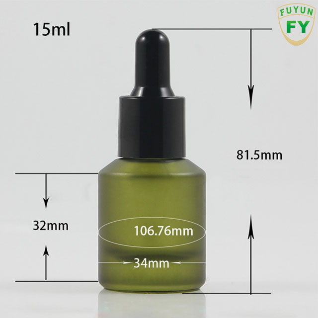 Fuyun 15ml 30ml 60ml 125ml 200ml Frosted Green Coloured Dropper Bottle Glass Cosmetic Empty Essential Oil Bottle