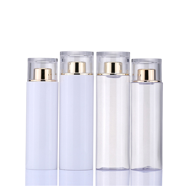 Fuyun 200ml 250ml plastic spray bottles straight round acrylic lotion bottle with pump