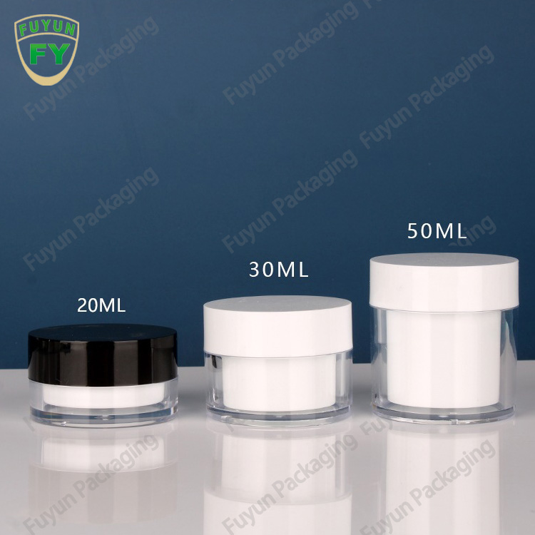 Fuyun 20g 30g 50g Skin Care Packaging Cosmetic Jar Double Wall Ps Face Cream Jars