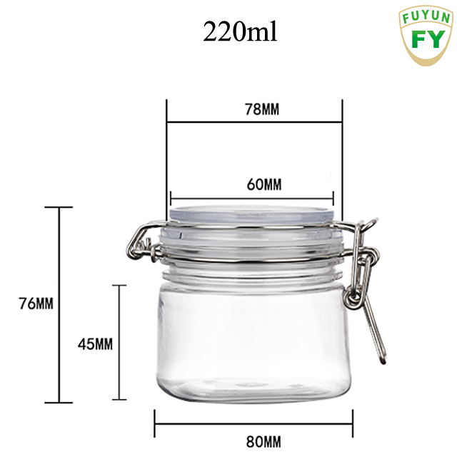 Fuyun 220g Empty Round Plastic Sealed Tin Containers Clip Lids,Food Jar Pot Containers Storage Cream Container Jars