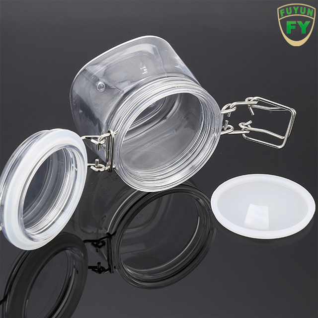 Fuyun 220g Empty Round Plastic Sealed Tin Containers Clip Lids,Food Jar Pot Containers Storage Cream Container Jars