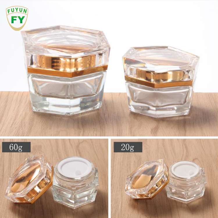 Fuyun 30/50/90/100ml Lotion Bottle 20/60g Clear Cosmetic Packaging Glass Skin Care Cream Jars for Creams and Lotions