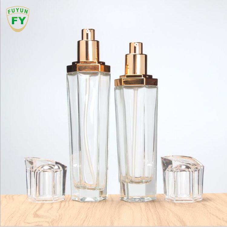 Fuyun 30/50/90/100ml Lotion Bottle 20/60g Clear Cosmetic Packaging Glass Skin Care Cream Jars for Creams and Lotions