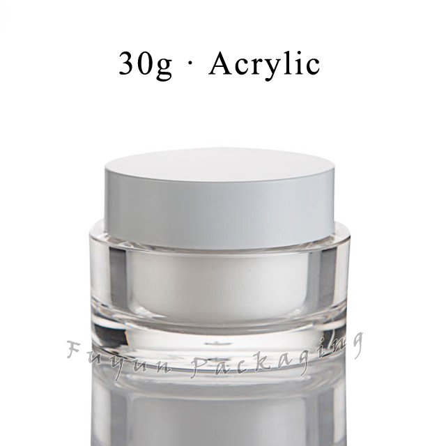 Fuyun 30gl clear frosted double walled round cosmetic facial cream acrylic jar