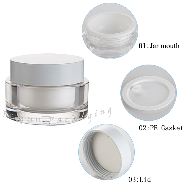 Fuyun 30gl clear frosted double walled round cosmetic facial cream acrylic jar