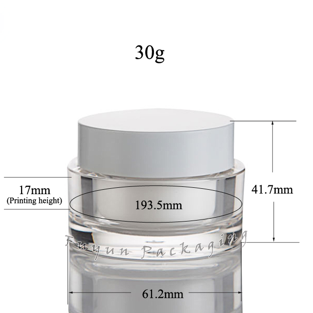 Fuyun 30gl clear frosted double walled round cosmetic facial cream acrylic jar