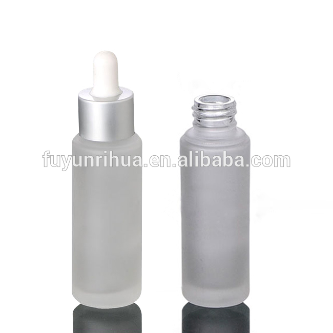Fuyun 30ml 1oz Tubular Round Cobalt Olive Essential Oil Frosted Glass Dropper Bottles