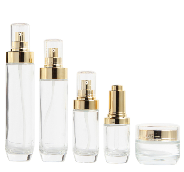 Fuyun 30ml/40ml/100ml/120ml cosmetic cream glass bottles with lotion pump