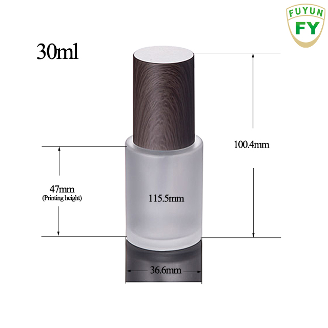 Fuyun 30ml Luxury Cosmetic Frosted Glass Lotion Pump Bottle with Bamboo Cap
