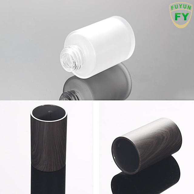 Fuyun 30ml Luxury Cosmetic Frosted Glass Lotion Pump Bottle with Bamboo Cap