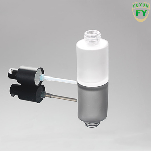 Fuyun 30ml Luxury Cosmetic Frosted Glass Lotion Pump Bottle with Bamboo Cap