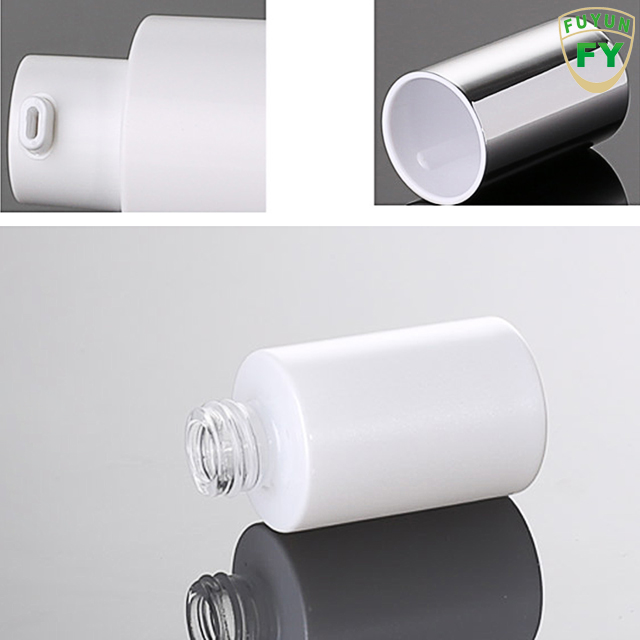 Fuyun 30ml white frosted glass bottle with white cosmetic pump for serum, lotion, skincare product