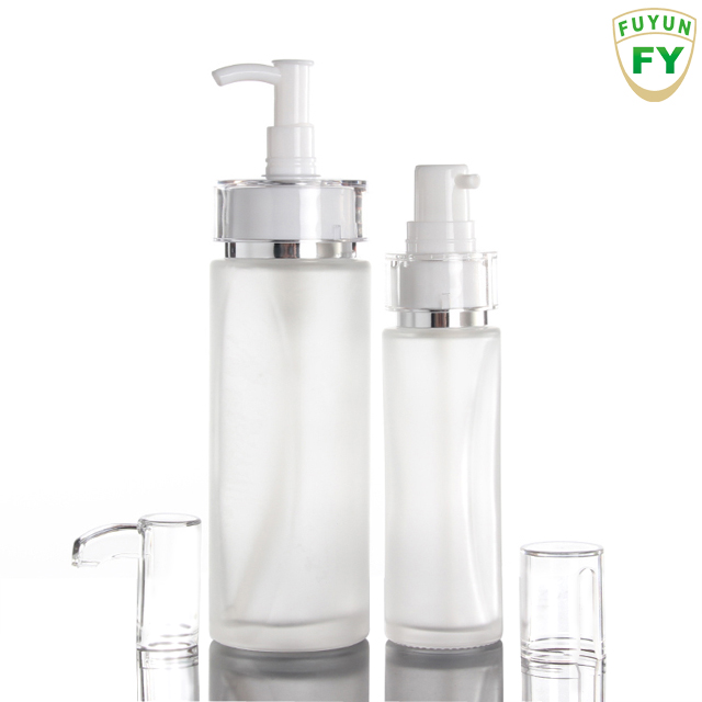 Fuyun 40ml 100ml 120ml Clear Glass Body Lotion Pump Bottle Cosmetic Packing Glass Serum Pump Bottle