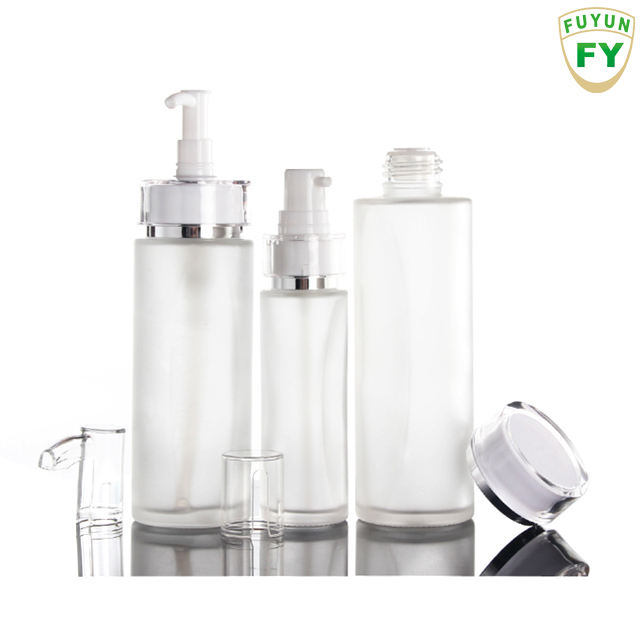 Fuyun 40ml 100ml 120ml Clear Glass Body Lotion Pump Bottle Cosmetic Packing Glass Serum Pump Bottle