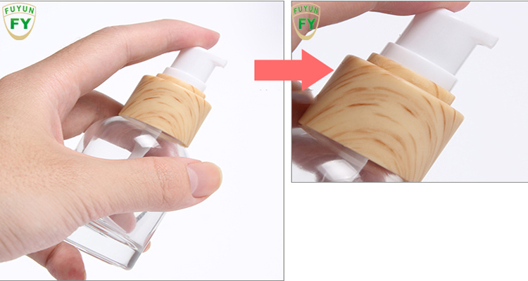 Fuyun 40ml/100ml/120ml Cosmetic Containers Packaging Organic Wood Bamboo Clear Glass Bottles