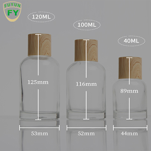 Fuyun 40ml/100ml/120ml Cosmetic Containers Packaging Organic Wood Bamboo Clear Glass Bottles
