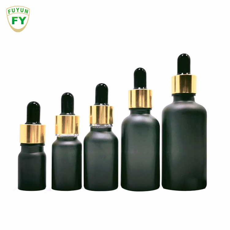 Fuyun 5/10/15/20/30/50/100ml Black Cosmetic Glass Dropper Essential Oil Bottle