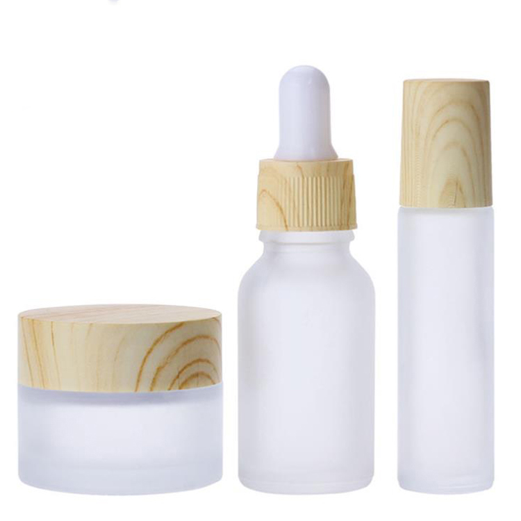 Fuyun 5/10/15/30/50/100g Bamboo Lid Frosted Glass Skin Care Cosmetic Cream Jar