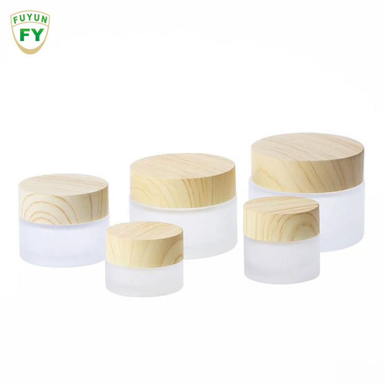 Fuyun 5/10/15/30/50/100g Bamboo Lid Frosted Glass Skin Care Cosmetic Cream Jar