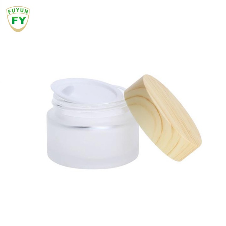 Fuyun 5/10/15/30/50/100g Bamboo Lid Frosted Glass Skin Care Cosmetic Cream Jar