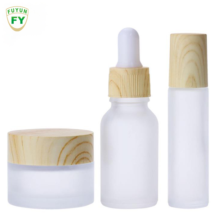 Fuyun 5/10/15/30/50/100g Bamboo Lid Frosted Glass Skin Care Cosmetic Cream Jar
