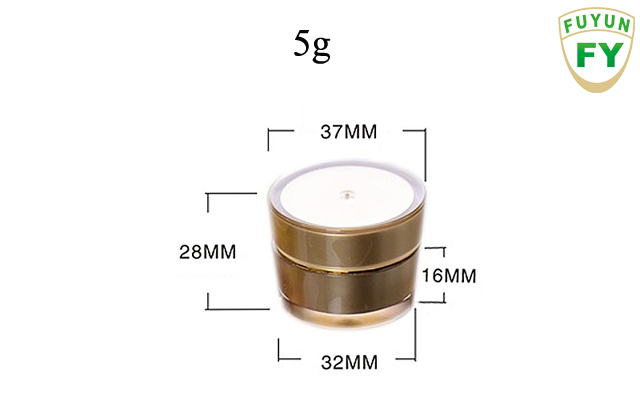 Fuyun 5g Mini Double Wall Luxury Color Acrylic Gold Container Plastic Material Screw Cap Skin Care Cream Jar