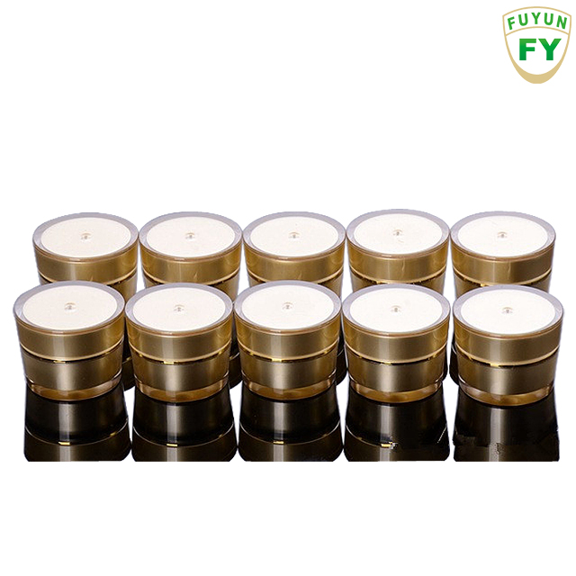 Fuyun 5g Mini Double Wall Luxury Color Acrylic Gold Container Plastic Material Screw Cap Skin Care Cream Jar