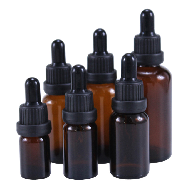 Fuyun 5ml 10ml 15ml 20ml 30ml 50ml Cosmetic Glass Amber Essential Oil Dropper Bottle with Glass Dropper