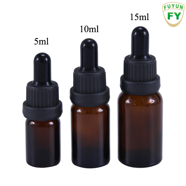 Fuyun 5ml 10ml 15ml 20ml 30ml 50ml Cosmetic Glass Amber Essential Oil Dropper Bottle with Glass Dropper