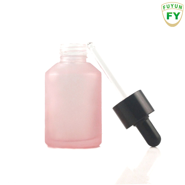Fuyun 60ml matt black pink glass pump spray essential oil dropper bottle