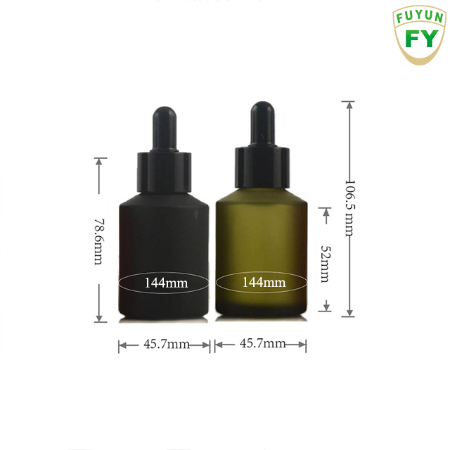 Fuyun 60ml matt black pink glass pump spray essential oil dropper bottle