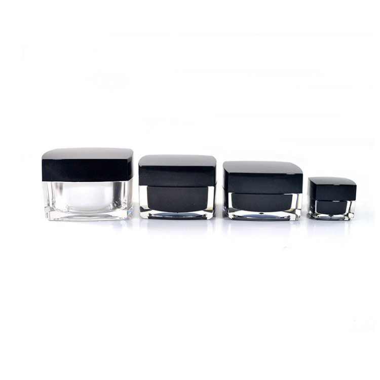 Fuyun Acrylic cosmetic packaging square cream jar 5g 30g 50g black cosmetic jar