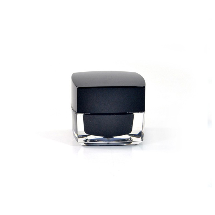 Fuyun Acrylic cosmetic packaging square cream jar 5g 30g 50g black cosmetic jar