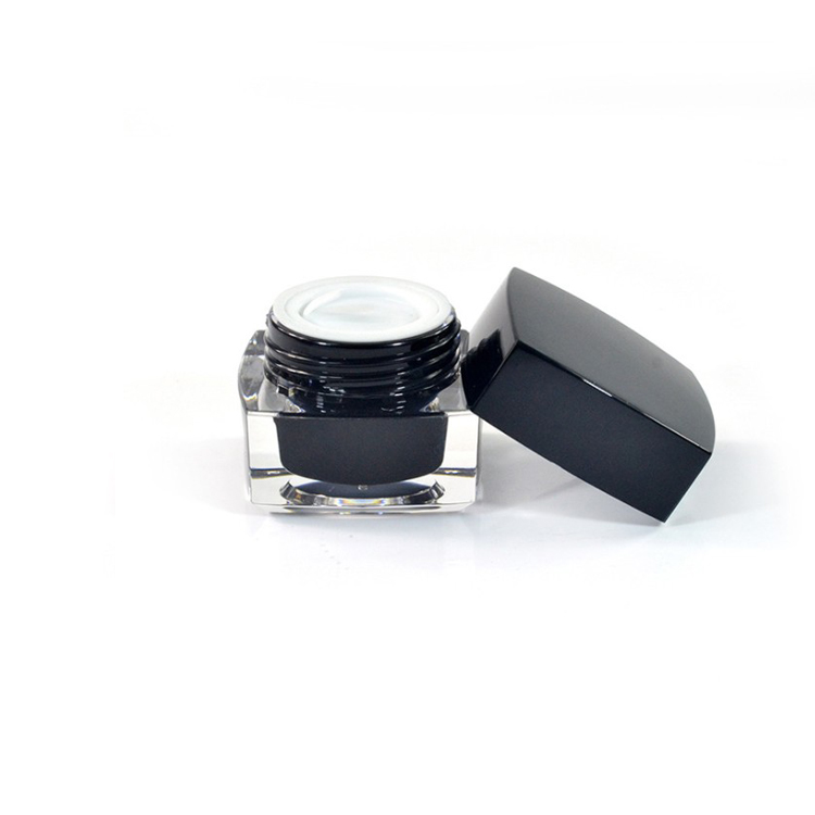 Fuyun Acrylic cosmetic packaging square cream jar 5g 30g 50g black cosmetic jar