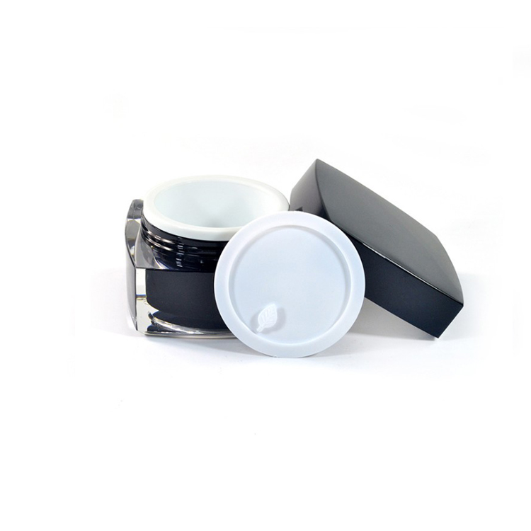 Fuyun Acrylic cosmetic packaging square cream jar 5g 30g 50g black cosmetic jar