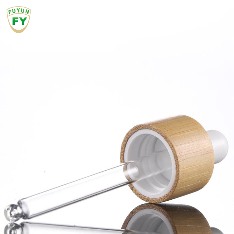 Fuyun Cheap 30ml Bamboo Essential Oil Diffuser Brown Amber Glass Essential Bottle with Dropper Bamboo