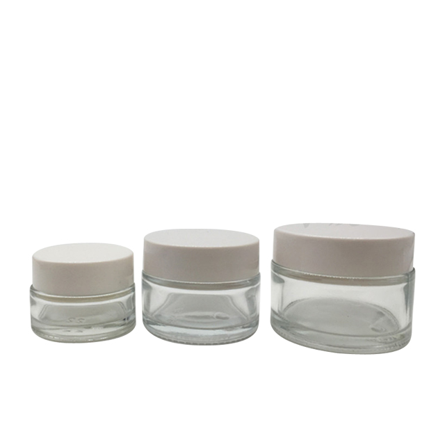 Fuyun Clear Cosmetic Essential Oil Bottle Skin Care Cream Glass Jar 20g with White Lid