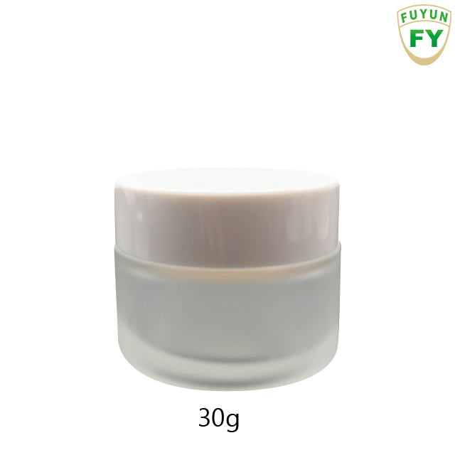 Fuyun Clear Cosmetic Essential Oil Bottle Skin Care Cream Glass Jar 20g with White Lid