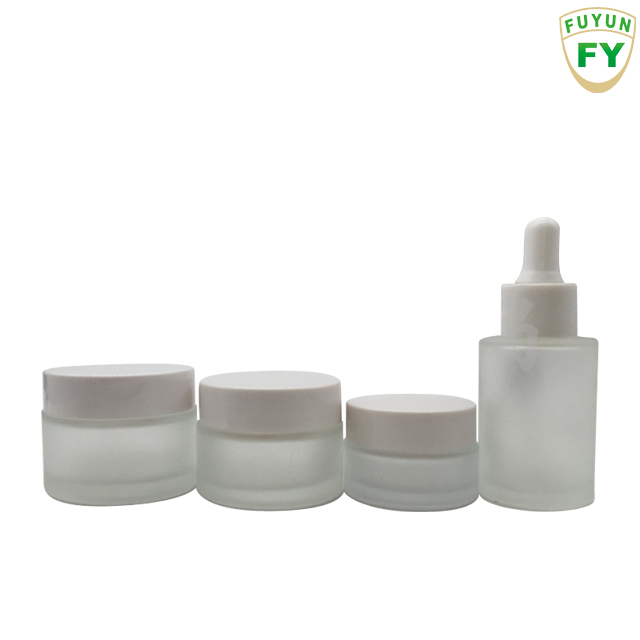 Fuyun Clear Cosmetic Essential Oil Bottle Skin Care Cream Glass Jar 20g with White Lid