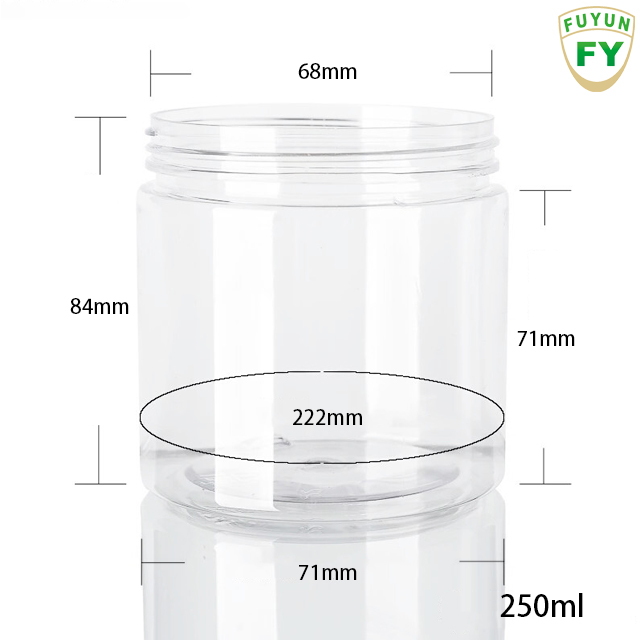Fuyun Cookies Container Empty 250g Wide Mouth Pet Plastic Clear Empty Cosmetic Jars with Gold Aluminum Lid