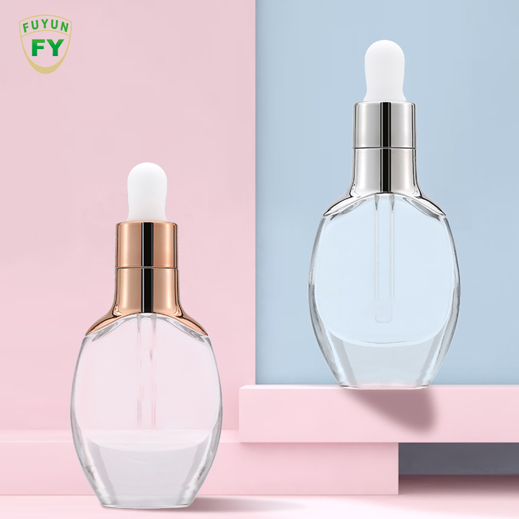 Fuyun Eco Friendly 30ml Clear Essential Oil Glass Dropper Bottle with Easy Open End for Personal Care